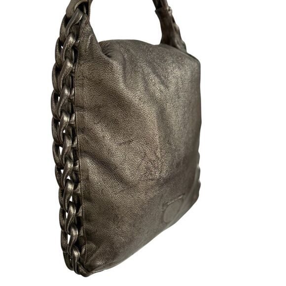 Salvatore Ferragamo Women's Gray Metallic Leather Shoulder Bag - Picture 11 of 11